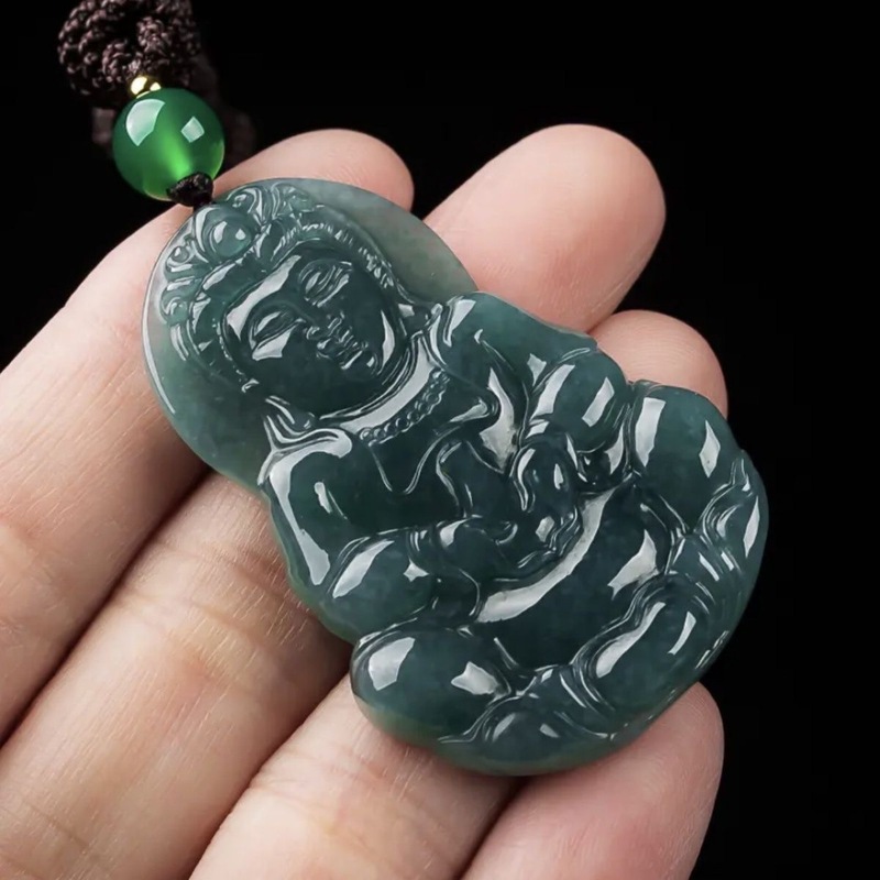 Jewelry & Watches Review - Echter A-Klasse Guanyin-Buddha, blauer Anhänger für