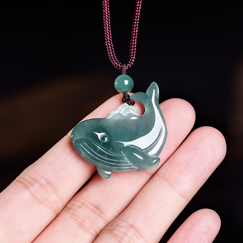 Jewelry & Watches Review - Natürliche burmesische Jadeit-Wal-Anhänger-Halskette, Accessoires, echter Jade-Charm,