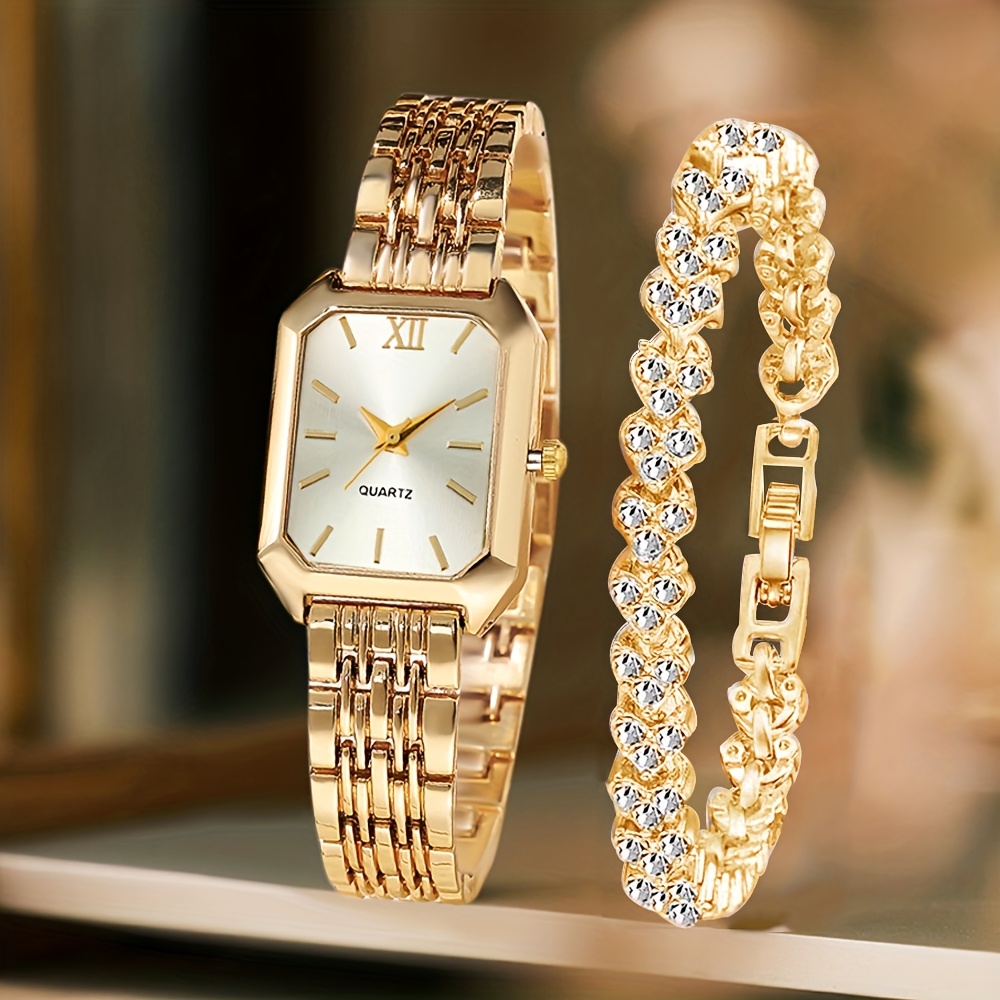 2-teiliges Modisches Rechtecki – Jewelry Watches For Women Bewertung und Preis